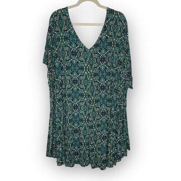 Roaman's V Neck Swing Ultra Drape Tunic Top Green Women's Plus Size 6X - Picture 1 of 9
